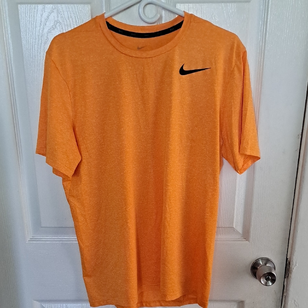 Jordan Men’s Orange Short Sleeve Athletic Tee with Black Swoosh